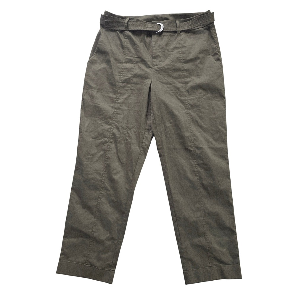 Chico's Olive Green Belted Utility Ankle Pants Cotton Stretch Size 1 / US 8 - 10